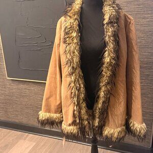 Ladies jacket with fur trim - excellent condition